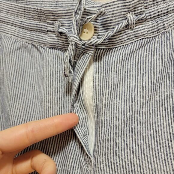 Talbots Linen Blend Pants Railroad Blue Stripe 14P Wide Leg Coastal Nautical 073 - Picture 6 of 9